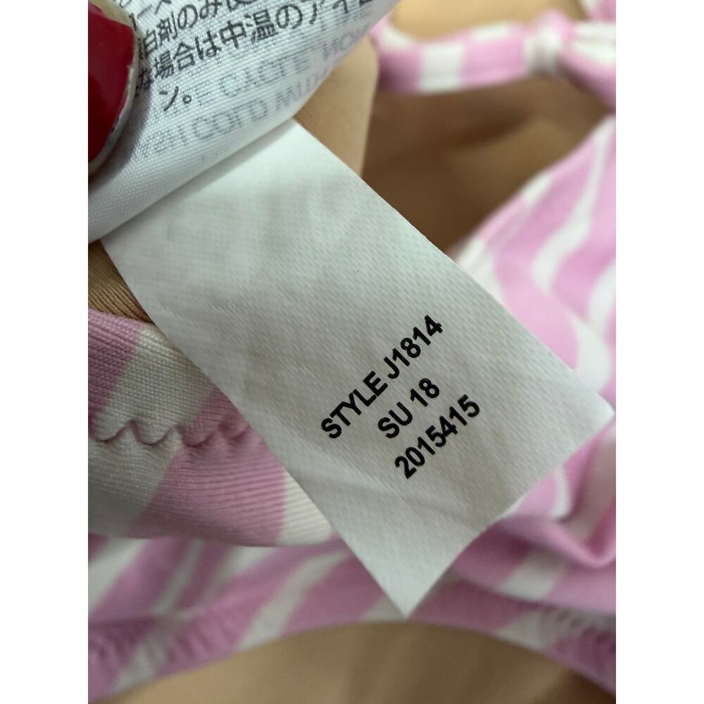 J.Crew Lace-up Back One-Piece Swimsuit Pink & White Stripes Size 16 - Picture 5 of 6